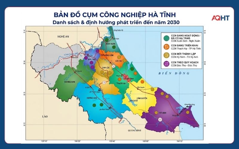 Bản đồ cụm công nghiệp Hà Tĩnh và phân bố các cụm công nghiệp
