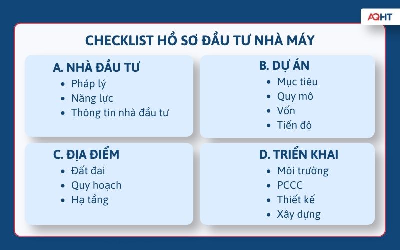 Checklist hồ sơ đầu tư nhà máy cho doanh nghiệp